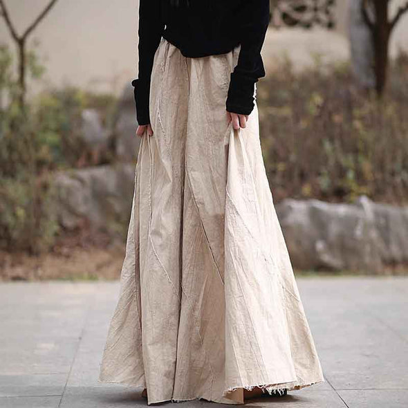 大人カジュアル　ロングマキシ丈　デニム風合　スカート　おしゃれ　かわいい　綿麻　スカート