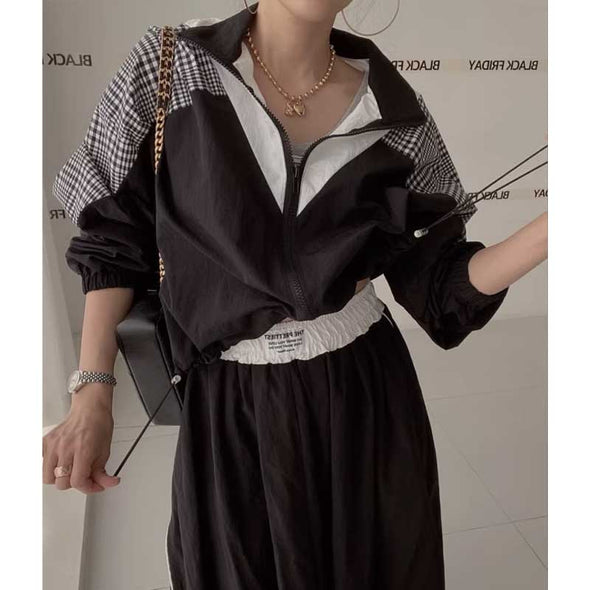韓国ファッション　2点セット　ショートジャケット+ロングスカート　おしゃれコーデ