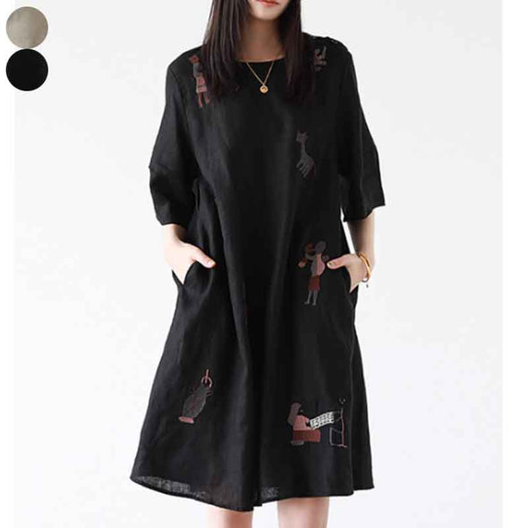 大人カジュアル　夏　半袖　ワンピース