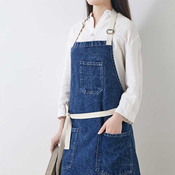 おしゃれ　デニムエプロン　カフェ　家事　飲食店　男女兼用　かわいい　エプロン