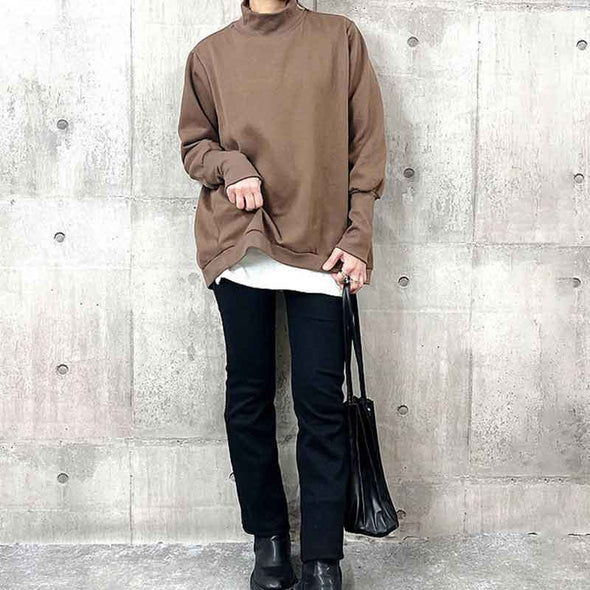 シンプルカジュアル　ハーフネック　秋冬　トレーナー