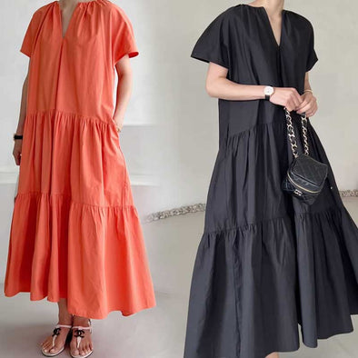 シンプルカジュアル　体型カバー　シャツワンピース　夏コーデ