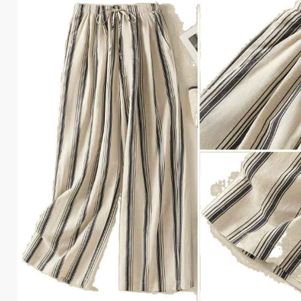 大人カジュアル　綿麻　ワイド風　楽ちん　ガウチョパンツ