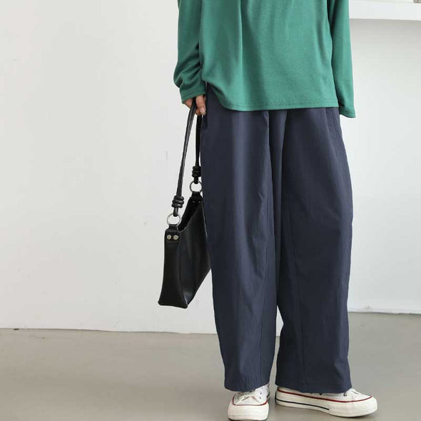シンプルカジュアル　ワイド風　無地　春夏秋　パンツ