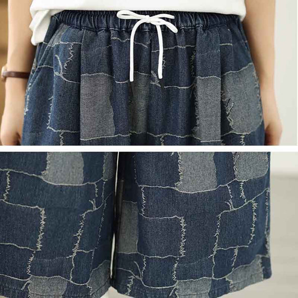 ワイド風　配色　デニムパンツ