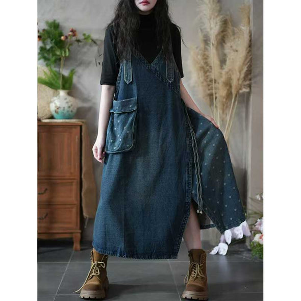 人気新作　大人かわいい　デニムワンピース　数量限定　大き目ポケット　かわいい　おしゃれ