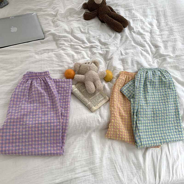 人気　お得　ルームウエア　部屋着　チェック柄　かわいい　楽ちん　