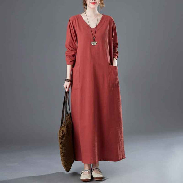 大人カジュアル　長袖　秋新作　ロングワンピース