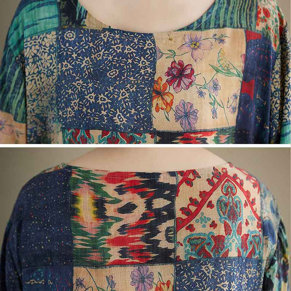 エスニック風　長袖　ロングマキシ丈　Ａライン　ワンピース　秋新作