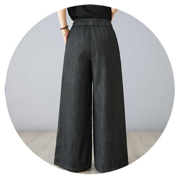 ボタニカル　ワイド風　デニムパンツ