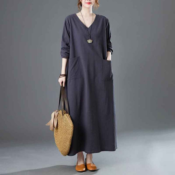 大人カジュアル　長袖　秋新作　ロングワンピース
