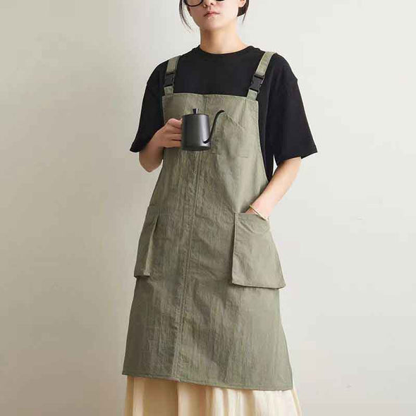 大人カジュアル　5色展開　無地　大き目ポケット　エプロン　