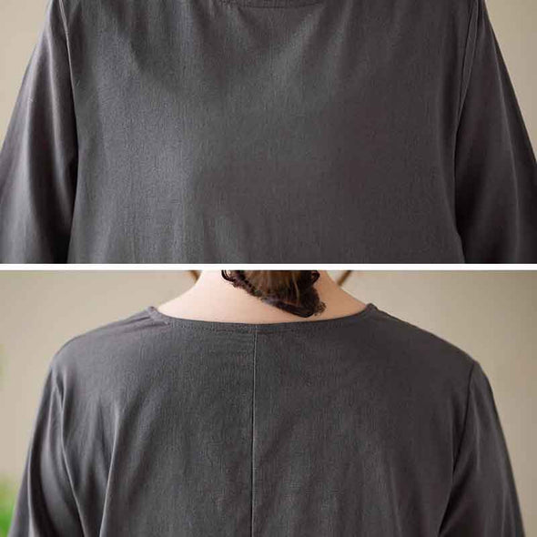 シンプルカジュアル　無地　秋コーデ　ロングワンピース