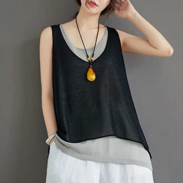 レイヤード風　Vネック　夏定番　かわいい　タンクトップ