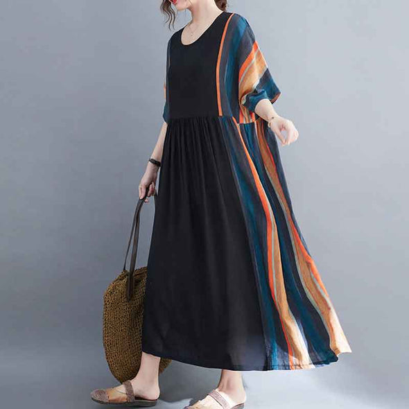 大人カジュアル　楽ちん　ロング丈　着痩せ効果　ワンピース