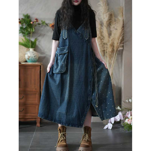 人気新作　大人かわいい　デニムワンピース　数量限定　大き目ポケット　かわいい　おしゃれ