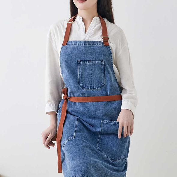 おしゃれ　デニムエプロン　カフェ　家事　飲食店　男女兼用　かわいい　エプロン
