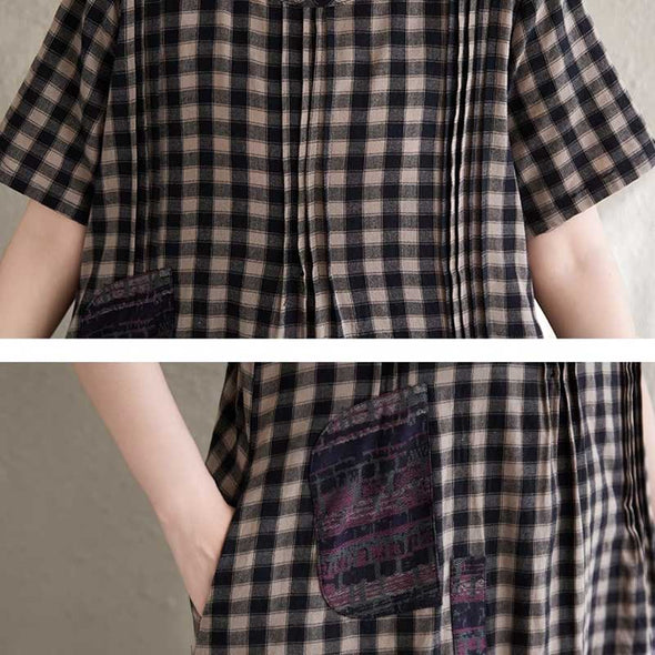 チェック柄　Ａライン　ロングワンピース