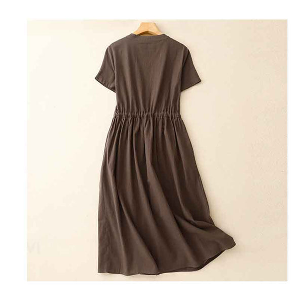 シンプルカジュアル　無地　シャツワンピース