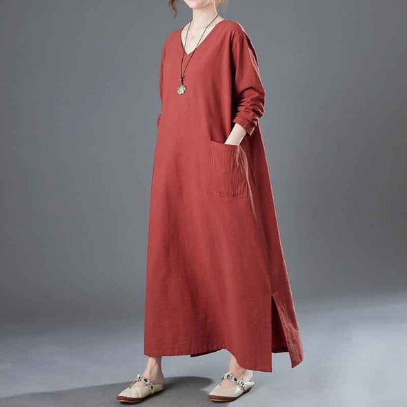 大人カジュアル　長袖　秋新作　ロングワンピース