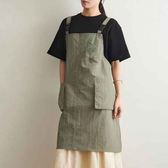 大人カジュアル　5色展開　無地　大き目ポケット　エプロン　