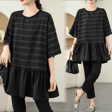 大人かわいい　フレア裾　ゆるシルエット　夏　かわいい　半袖　ブラウス　Tシャツ