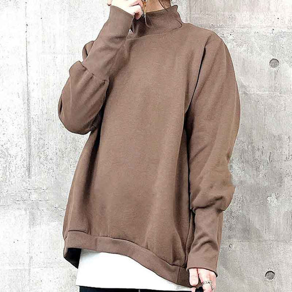 シンプルカジュアル　ハーフネック　秋冬　トレーナー