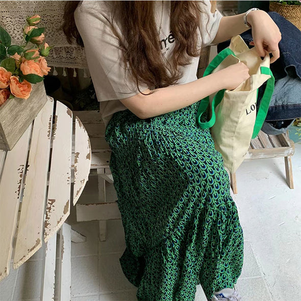 韓国風ファッション　揺れ感　高質シフォン素材　　ロングスカート