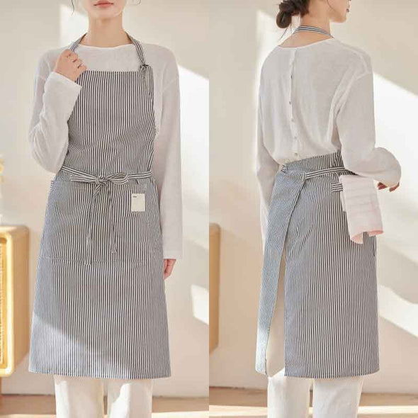 大人かわいい　チェック柄　縞々　便利　エプロン　おしゃれ　レストラン　家事　キッチン