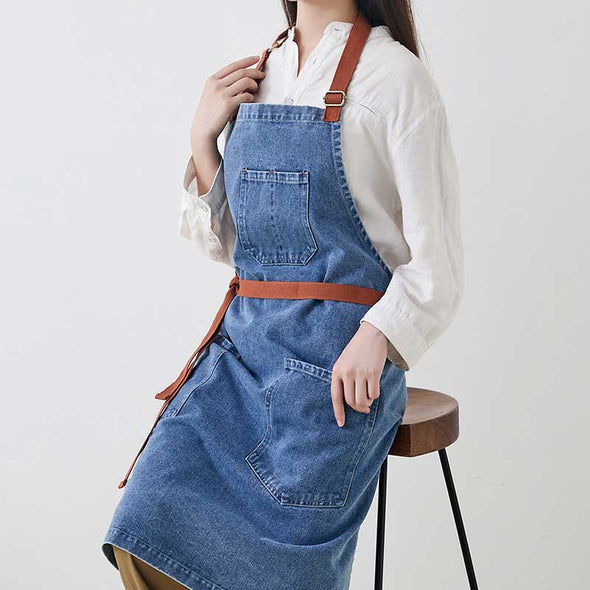 おしゃれ　デニムエプロン　カフェ　家事　飲食店　男女兼用　かわいい　エプロン