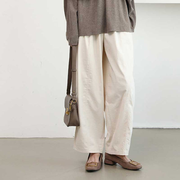 シンプルカジュアル　ワイド風　無地　春夏秋　パンツ