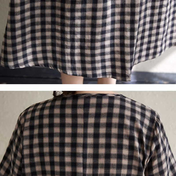 チェック柄　Ａライン　ロングワンピース