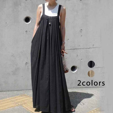 大人かわいい　　ロング丈　体型カバー　夏　ジャンパースカート　
