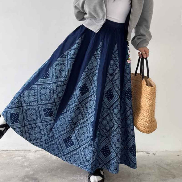 Ａラインスカート　ゴムウエスト　春夏コーデ　ロングスカート