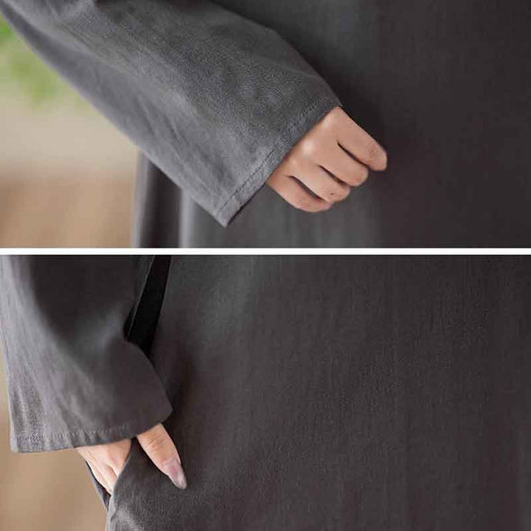 シンプルカジュアル　無地　秋コーデ　ロングワンピース