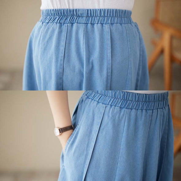 韓国ファッション　Aライン　ロングデニム　スカート