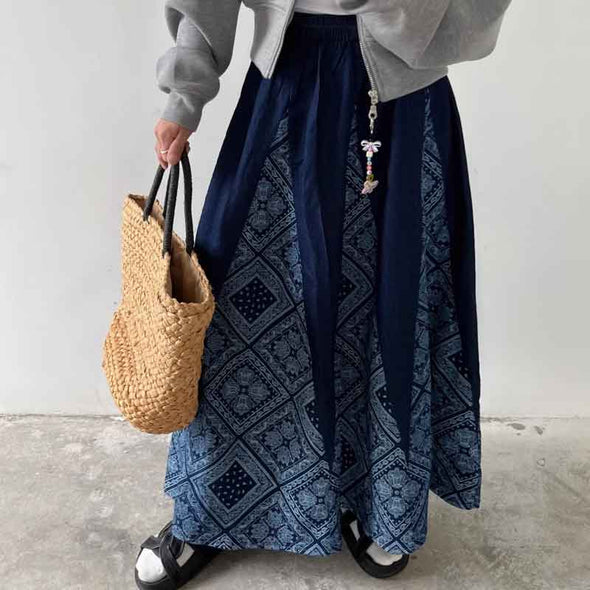 Ａラインスカート　ゴムウエスト　春夏コーデ　ロングスカート