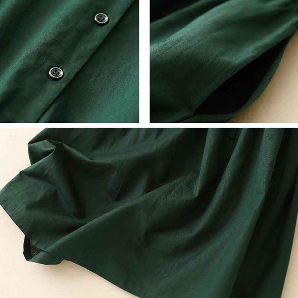 シンプルカジュアル　無地　シャツワンピース