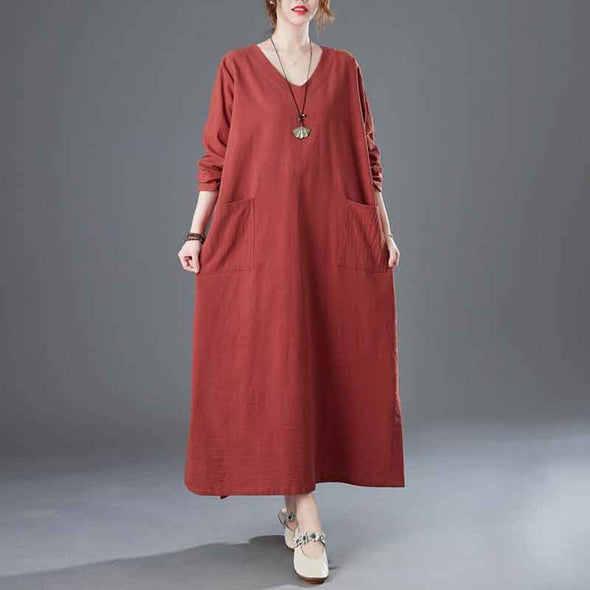 大人カジュアル　長袖　秋新作　ロングワンピース