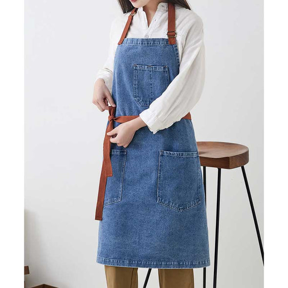 おしゃれ　デニムエプロン　カフェ　家事　飲食店　男女兼用　かわいい　エプロン