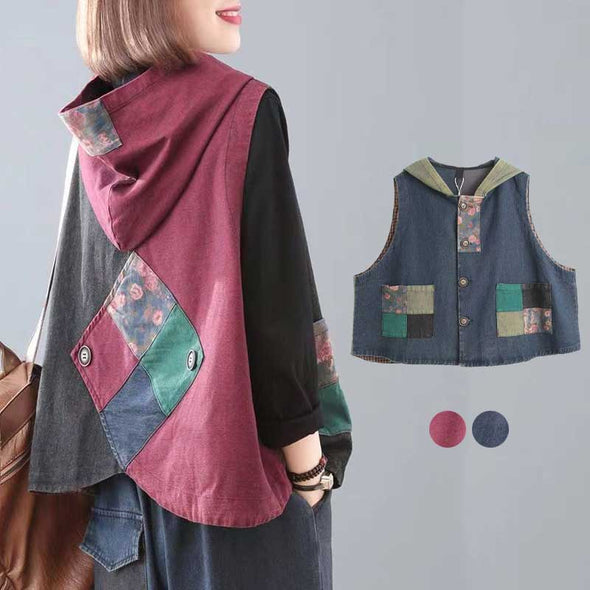 韓国ファッション　ベストジャケット　アシメ裾　ゆったりサイズ　春秋　レトロ風　アウター