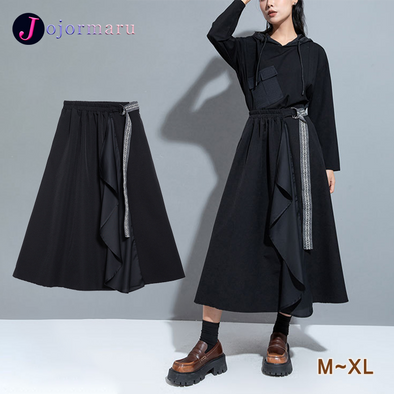 韓国ファッション　大人カジュアル　Aライン　ロングスカート