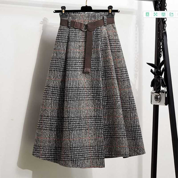 【L~4XL】秋冬　チェック柄　レトロ風　スカート