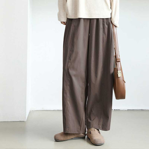 大人カジュアル　ワイド風　無地　定番　合わせやすい　パンツ　ボトムス　秋　冬