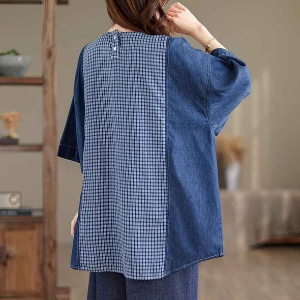 大人カジュアル　アシメ裾　切り替え　半袖Tシャツ