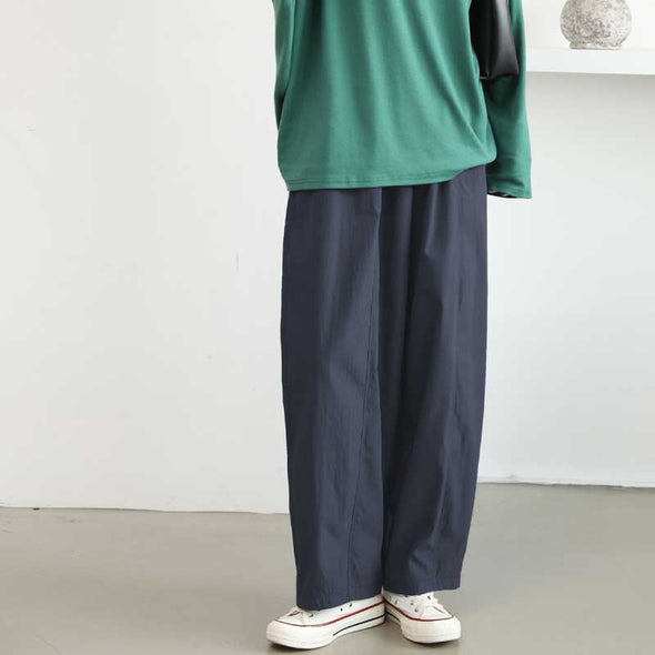 大人カジュアル　ワイド風　無地　定番　合わせやすい　パンツ　ボトムス　秋　冬