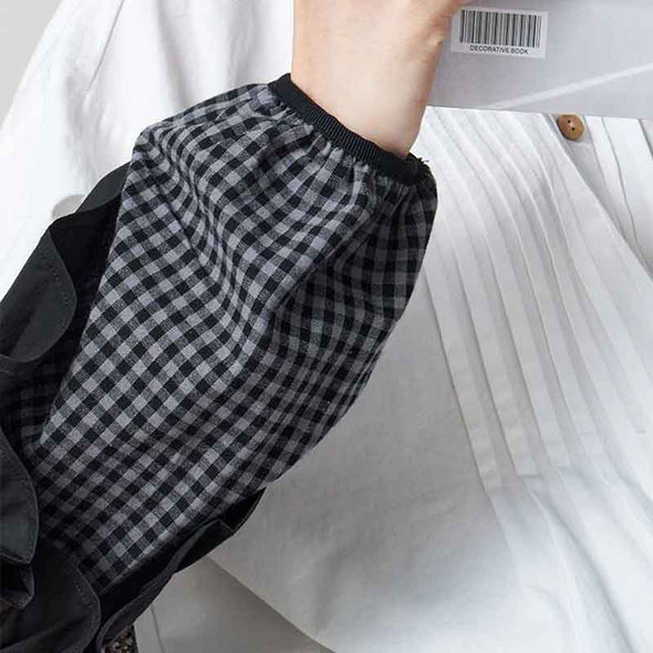 アームカバー　袖カバー　かわいい　チェック柄　フリルデザイン　おしゃれコーデ　花屋　カフェ