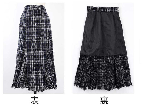 おしゃれスカート　チェック柄　秋冬　ロング丈　人気　かわいいスカート　大きいサイズスカート