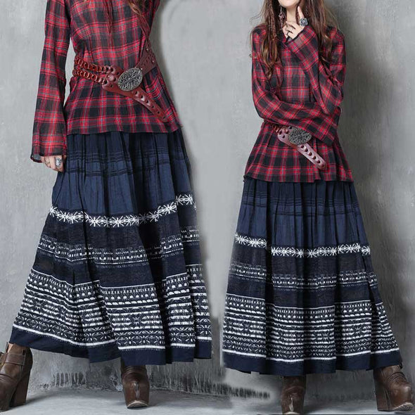 大人ファッション　エスニック　Aライン　おしゃれスカート　刺繍デザイン　ロング/マキシスカート