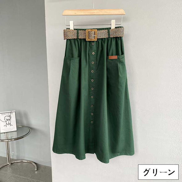 4色展開　無地　韓国ファッション　春夏　合わせやすいスカート　Aラインスカート